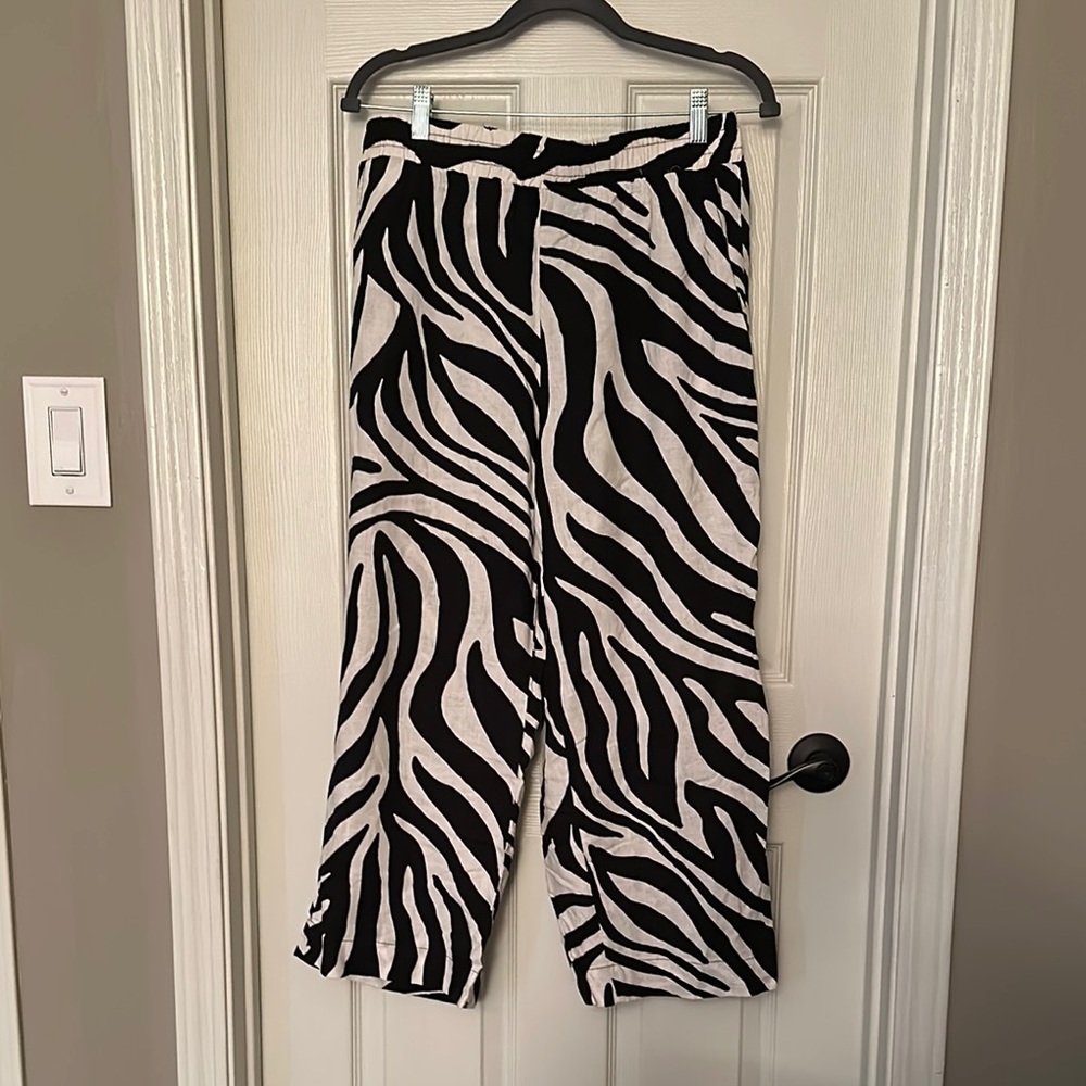 Rachel Zoe high waisted linenZebra Print Pants